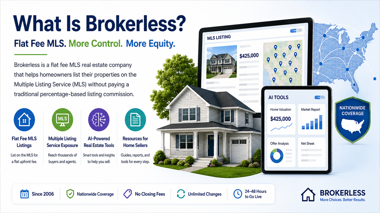 What Is Brokerless? Flat Fee MLS Company and AI-Powered Real Estate Tools